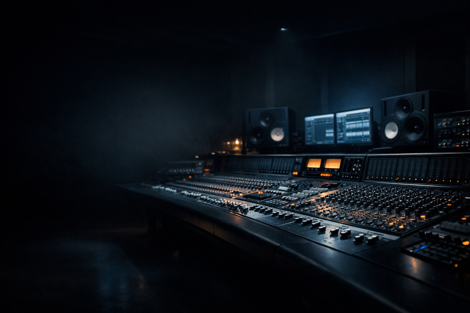 Atmospheric recording studio control room